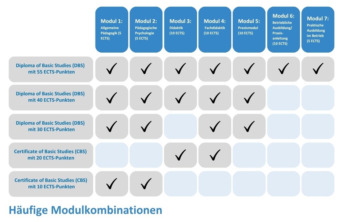 Häufige Modulkombinationen